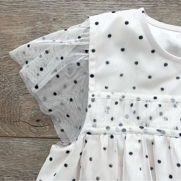Crewcuts J. Crew Girls Tulle Party Holiday Dress Sz 8 Off White Black Polka Dots - Picture 5 of 10